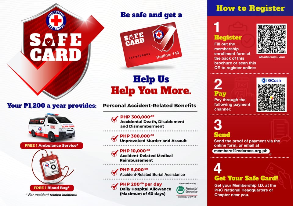 Philippine Red Cross Safe Card info sheet